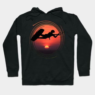 Kiter Silhouette In Black Female Rider Sunset Hoodie